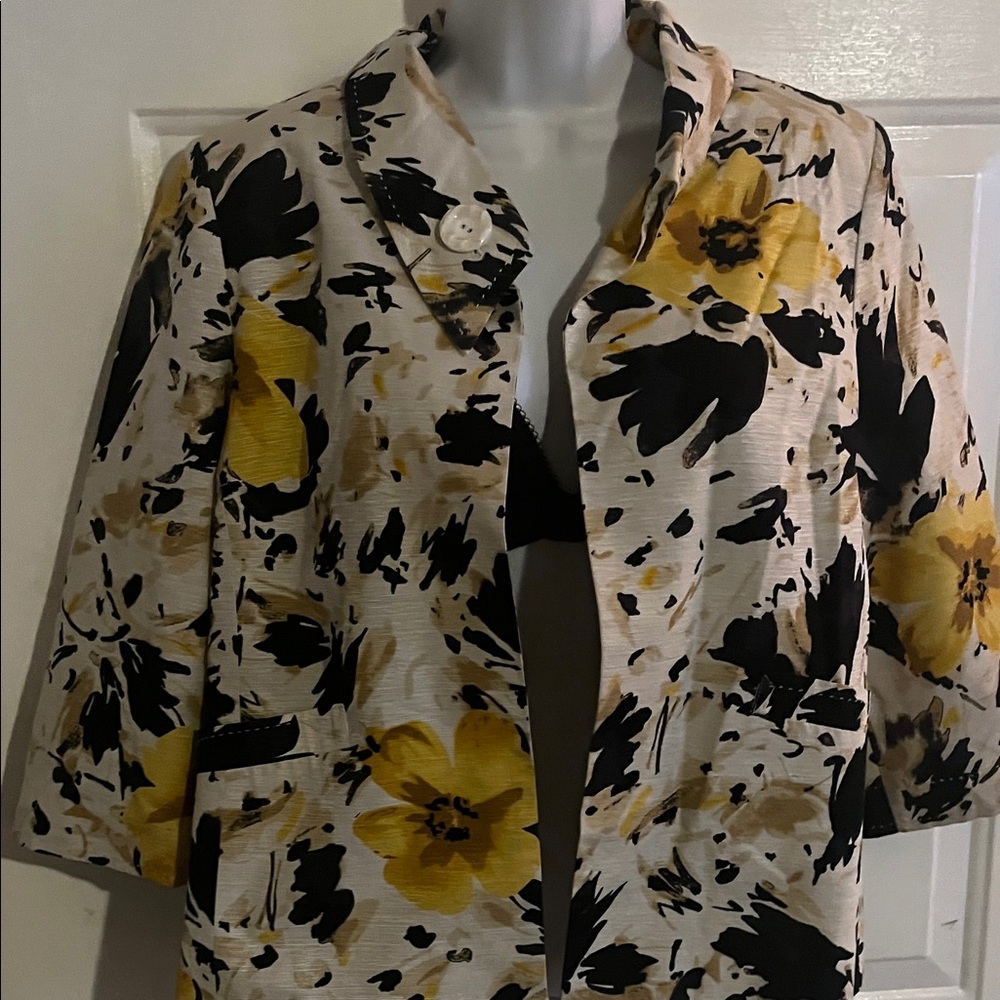 David Brooks Black and Yellow Floral Blazer
